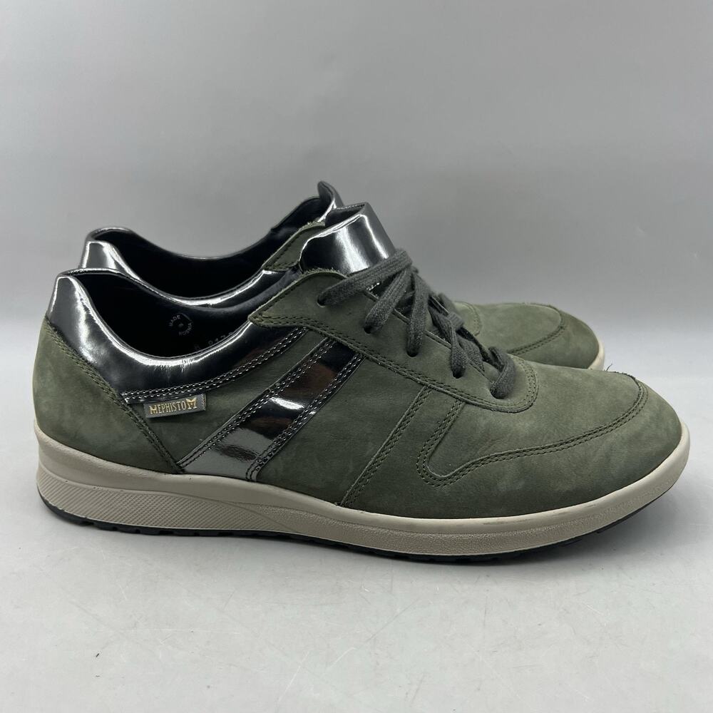 Mephisto Rebeca Runoff Walking Shoes Women Size 10 Green Suede Comfort Sneakers